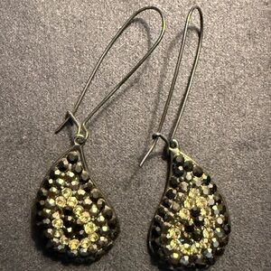 Silver, gray & black -Tone Teardrop Crystal Dangle Earrings - Women Jewelry